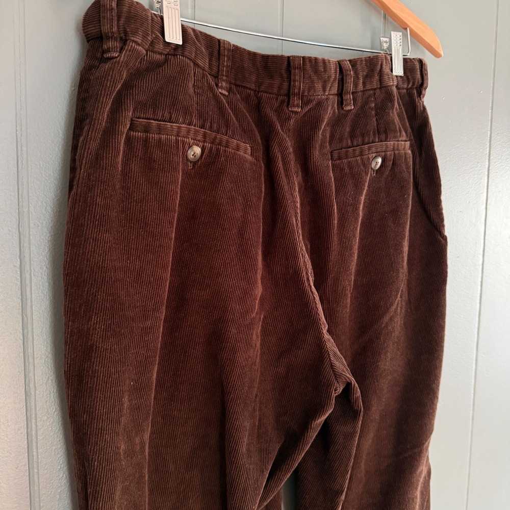 Quince Men's 34x30 Chocolate Brown Corduroy Pants READ Pleated Straight Academia - Picture 14 of 14